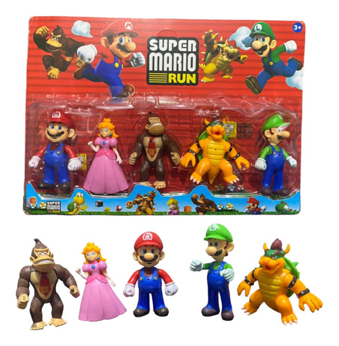 Kit 5 Bonecos Filme Super Mário Bros Luigi Browse Cartelado 