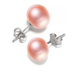 Aros Perla Natural Pasador Plata 925 Rosado / Todojoyas