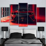 Set 5 Cuadros Decorativos Ferrari Rojo Parte Trasera Canvas 