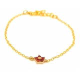 Pulsera Flor Circonias Y Chapa De Oro 14k Varios Colores 