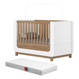 Mini Berço Aconchego Com Grade Removível E Colchão Infantil Para Quarto De Bebê Cor Branco Jequitibá