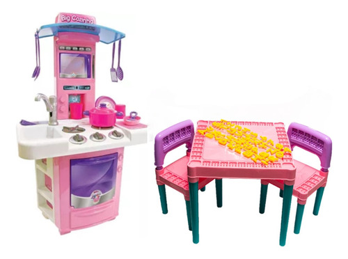 Kit Brinquedo Infantil Mesinha Menina Cozinha E Acessórios