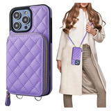 Funda Para iPhone 14 Pro Max Con Correa/tarjetero Purpura