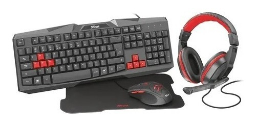 Gaming Bundle Auricular Teclado Mouse Pad Mouse Trust Ziva