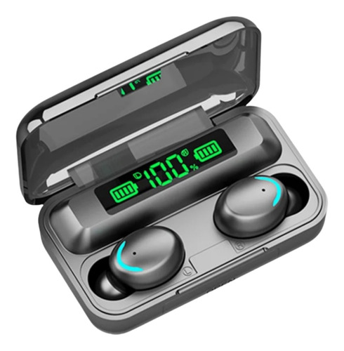 Auriculares Bluetooth Y Batería Portátil Tws F9-5 Impermeables, Color Negro Claro, Color Verde