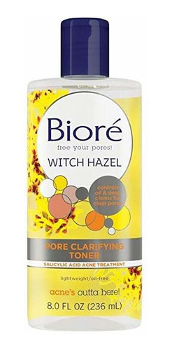 Biore Witch Hazel Pore Clarifying Toner, 8,0 Onza, Con El Ác