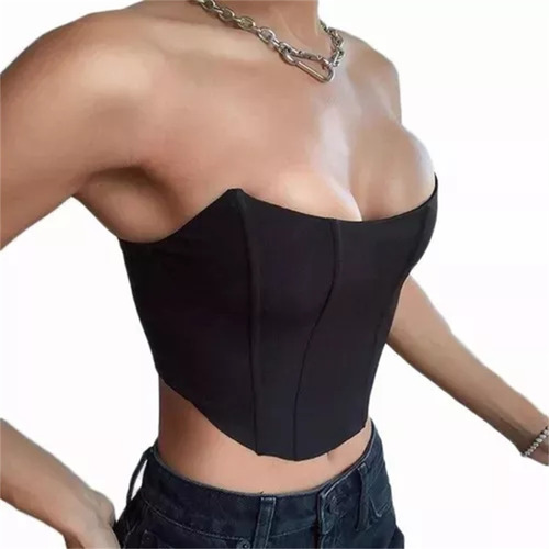 Blusa Top Crop Sexy Tipo Corset Strapless Mujer Sensual