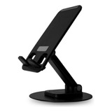 Base Soporte Mesa Para Celular Y Tabletas  Giro 360° Negra 