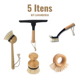 Kit 5 Peças Lavanderia Escovas Rodo Preto Oikos