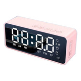 Reloj Despertador Digital C/bocina/bluetooth/radio Fm Color Rosa