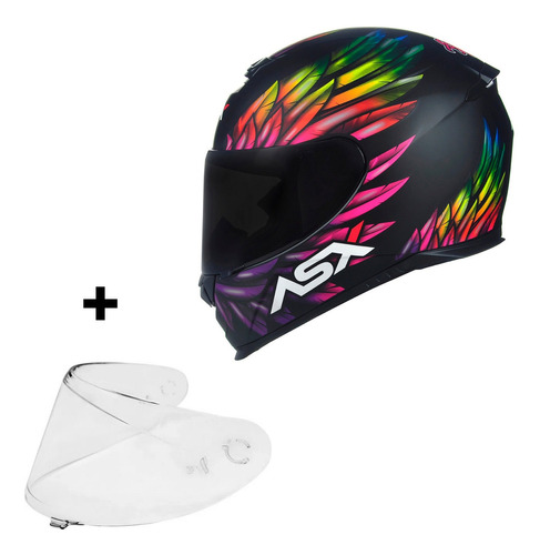 Capacete Asx Eagle Vibes Preto Feminino Moto + Viseira Fumê