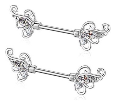 Piercing Pezoneras Nipples Alas Con Strass 1.6 Mm