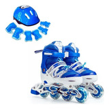 Patines Lineales Ajustables Con Luz + Kit Protección