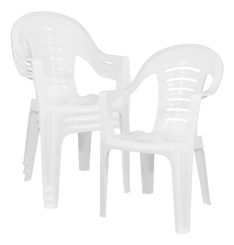 Sillón Silla Plástica X4 Unidades Apilable Reforzada Malawi