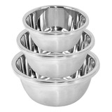 Set X3 Bowls Cocina Acero Inox Levys Bazar Batidor Para Batir Reforzado Reposteria