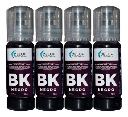 Kit 4 Pack Botellas Tinta Color Negro T544 L3110 L3150 L5190