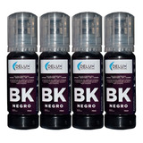 Kit 4 Pack Botellas Tinta Color Negro T544 L3110 L3150 L5190