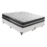 Cama Box Queen Preto Com Base Branca Classic Anjos