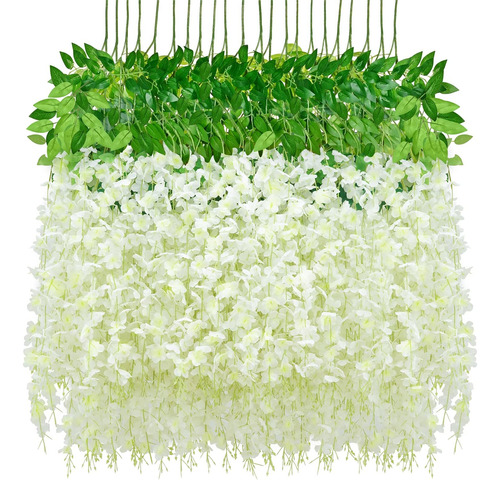 Waipfaru 8 Piezas De Flores Colgantes De Glicina Blanca, Gui