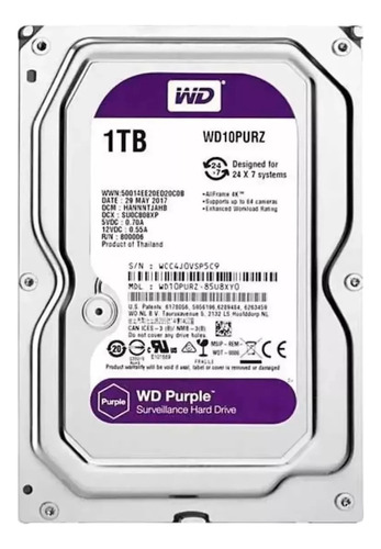 Hd Wd 1tb Purple Para Dvr Intelbras Hikivision Hd1tb Z-x