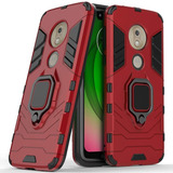 Compatible Con Moto G7 Play Funda, Anillo Metálico Sujeción 