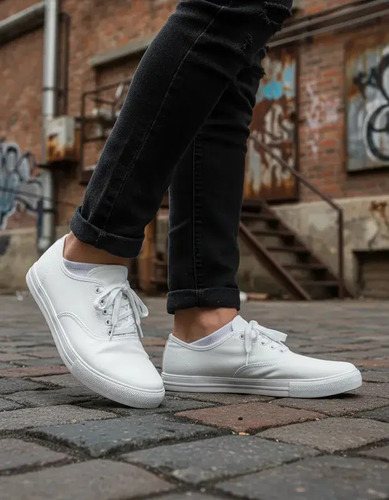 Tenis Blancos Cintas Rondas Bailables Ligeros Lona Casual | MercadoLibre