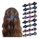 8 Glittering Crystal Stone Braided Hair Clips