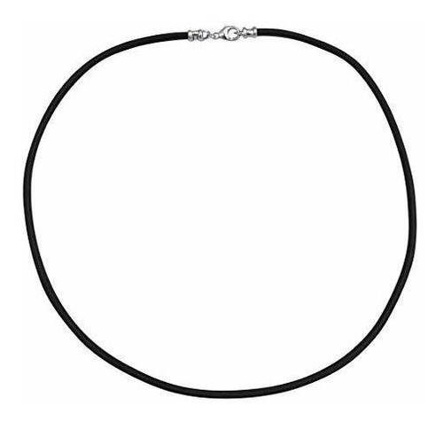 Collar De Cuero Negro De 3mm Con Plata Para Hombre