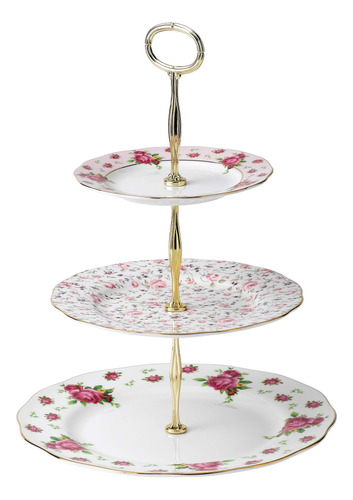 Royal Albert New Country Roses - Soporte De Tres Niveles Pa.