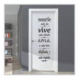 Vinilos Decorativos Puerta Frases Sonrie Ama Disfruta 120x40