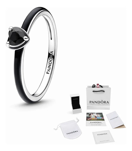 Anillo Pandora Corazón Chakra Negro