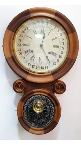 Antiguo Reloj De Pared Americano Formato 8
