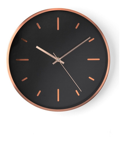 Reloj De Pared Minimalista Negro Y Bronce Moderno Landmark