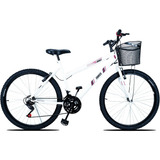 Bicicleta Feminina Forss Anny Aro 26 C/cestinha 18 Marchas Cor Branco