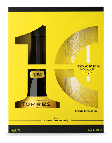 Brandy Torres 10 700ml Con 2 Vasos De Regalo