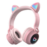 Auriculares Inalambricos Dekkin Bluetooth Vincha Orejas Gato Color Rosa