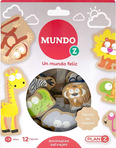 Muñecos Madera 12 Animales Salvajes Juegos Didacticos Niños