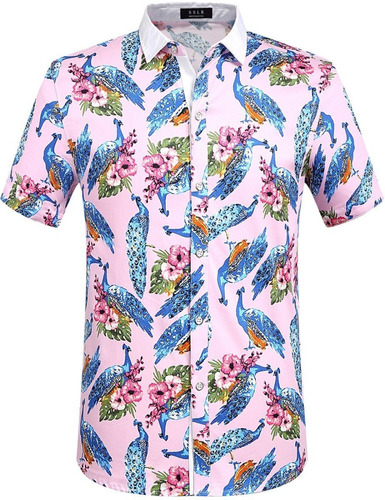 Camisa Hawaiana Sslr Estampada De Manga Corta Para Hombre