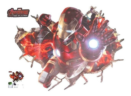 Poster, Vinilo 3d Adhesivo Iron Man ,cuarto Niños Decorativo