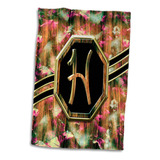 Elegante Monograma De Camuflaje Rosa En 3d Con Letra H, Oro