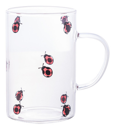 Caneca Joaninha Vidro Borossilicato Resistente A Calor 280ml