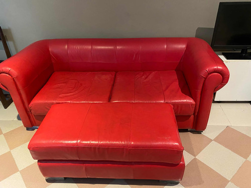 Sillón De Dos Cuerpos Cuerina Rojo Con Camastro Pf(poco Uso)