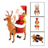 L Muñeca Navideña De Santa Claus Rides Deer Elk With Music