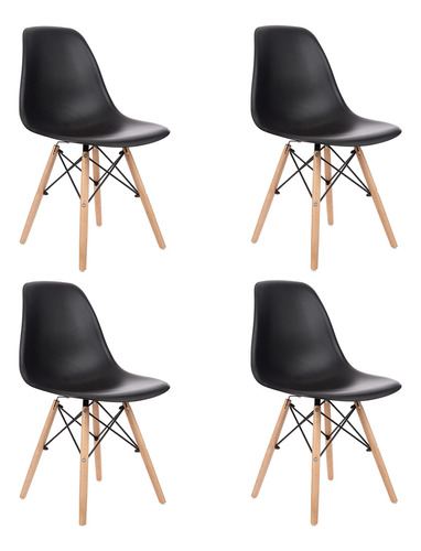 Cadeira De Jantar Henn Decorshop Charles Eames Dkr Eiffel, Estrutura De Cor  Preto, 4 Unidades