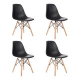 Cadeira De Jantar Decorshop Charles Eames Dkr Eiffel, Estrutura De Cor  Preto, 4 Unidades