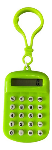 Mini Calculadora Com Mosquetão Cor Verde