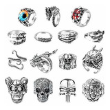 Anillos - Pantide 15pcs Vintage Punk Rings Set, Stainless St