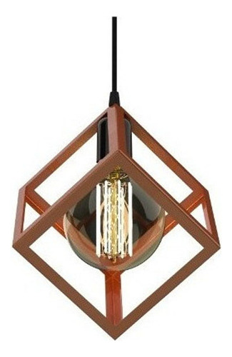 Colgante Jaula 1 Luz Cubo Cobre Vintage Apto Led 1007 Sf