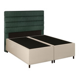 Cabeceira Base Cama Boxqueen 158 Hit Corano Bge/linho Verde