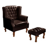 Cadeira + Puff Chesterfield Berger Luxo Clássico Oferta